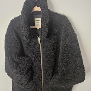 Black Fuzzy Zip-Up Jacket